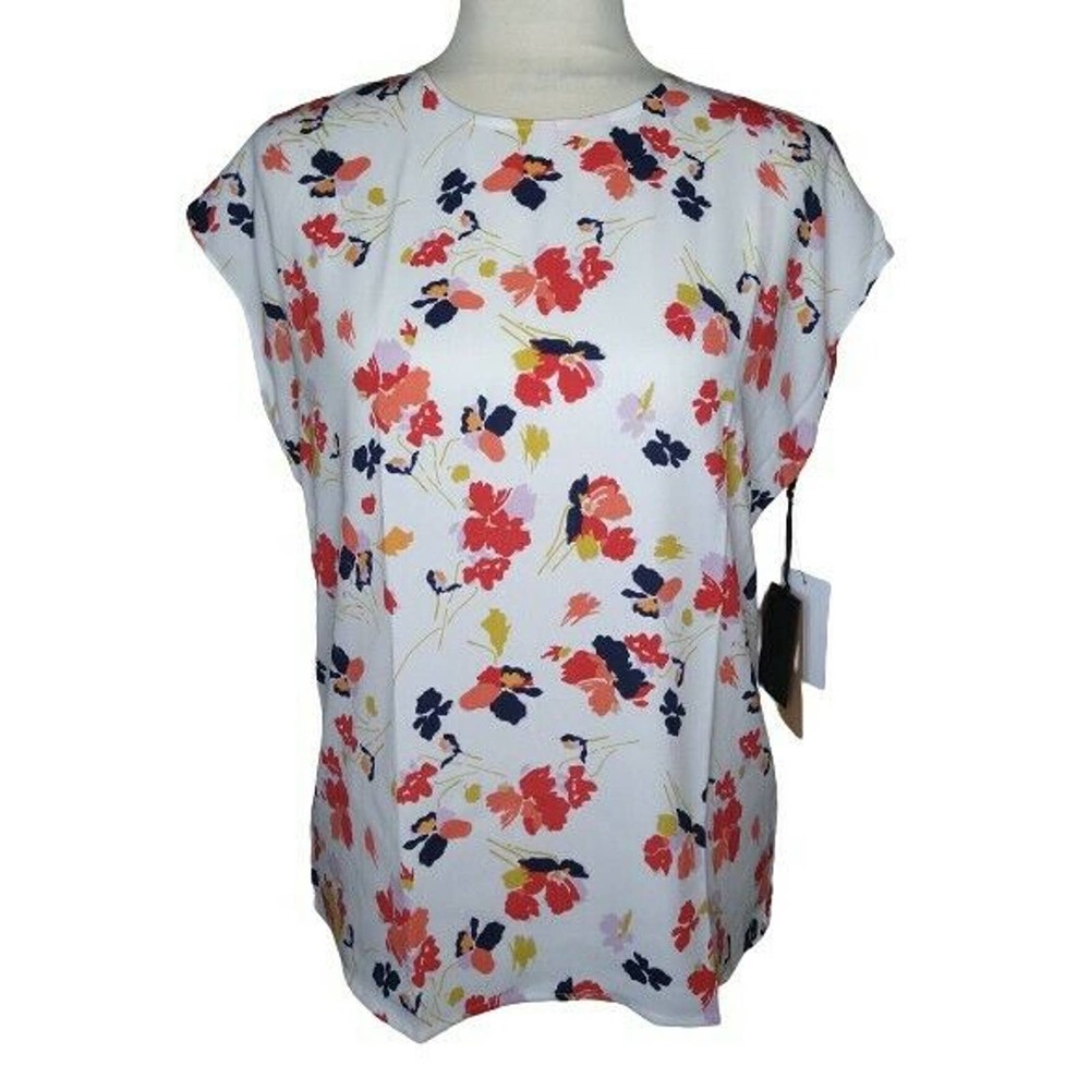 HALOGEN Floral Blouse Cap Sleeve Women's XS